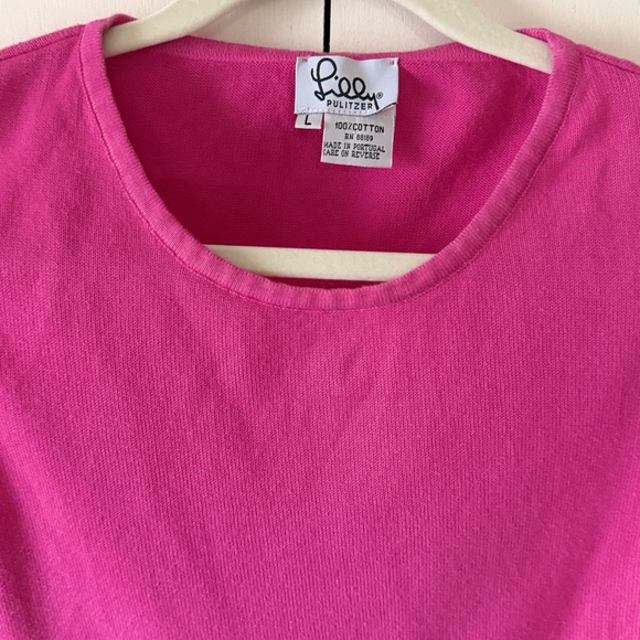 Lilly Pulitzer White Label Pink Sleeveless Tank Top 100% Cotton Size Large - Picture 2 of 4